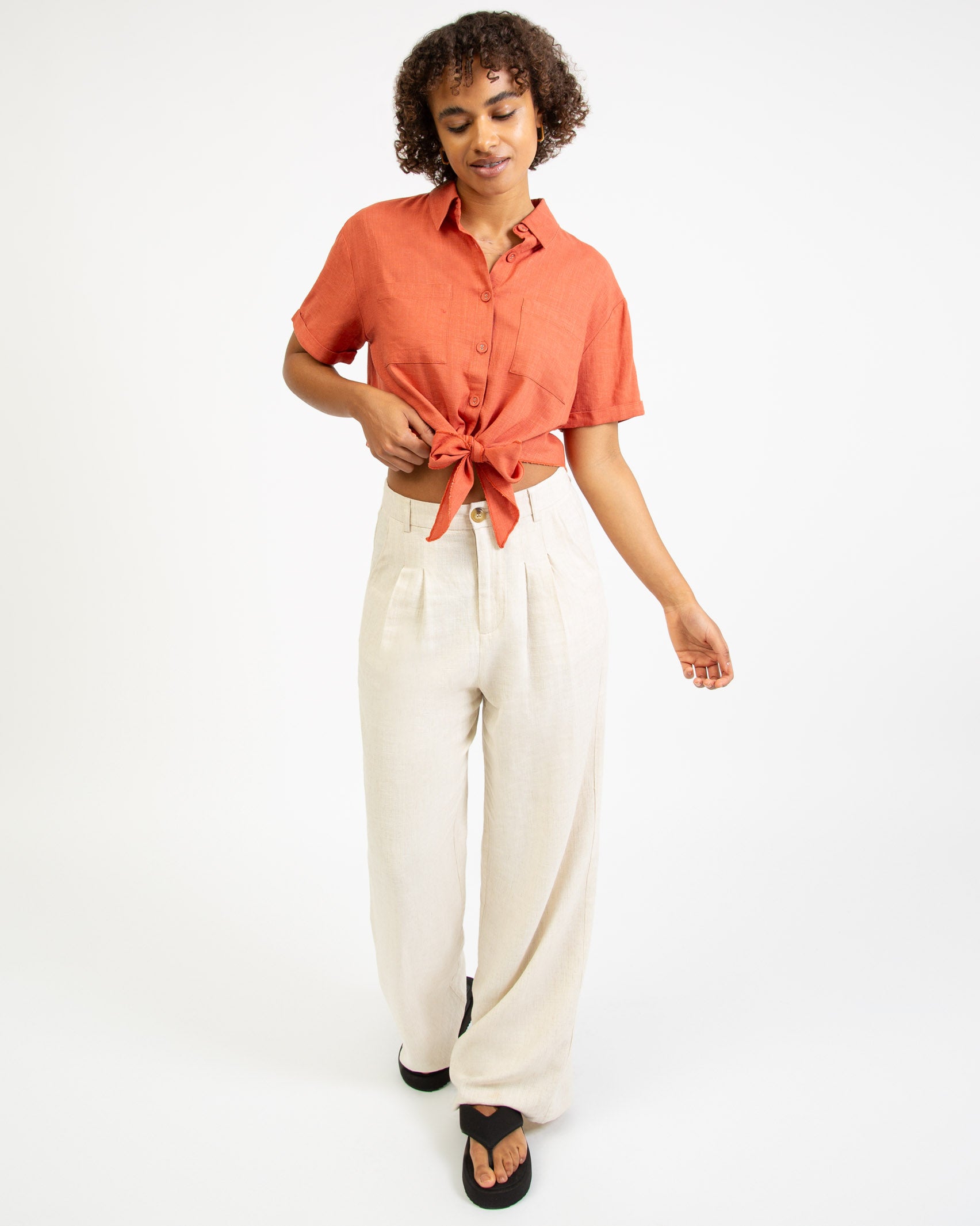 Leinen Bluse zum Knoten-Broke+Schön