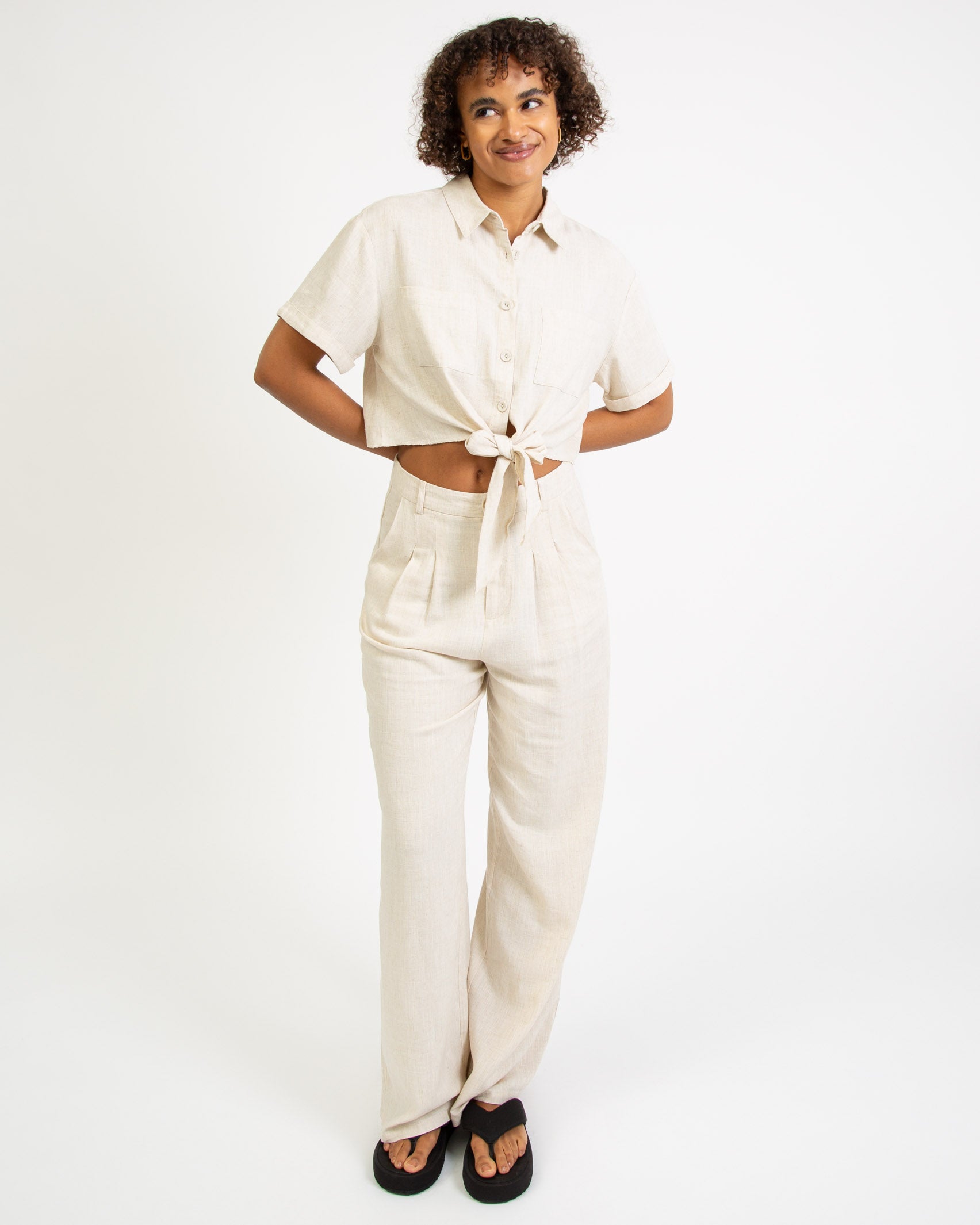 Leinen Bluse zum Knoten-Broke+Schön