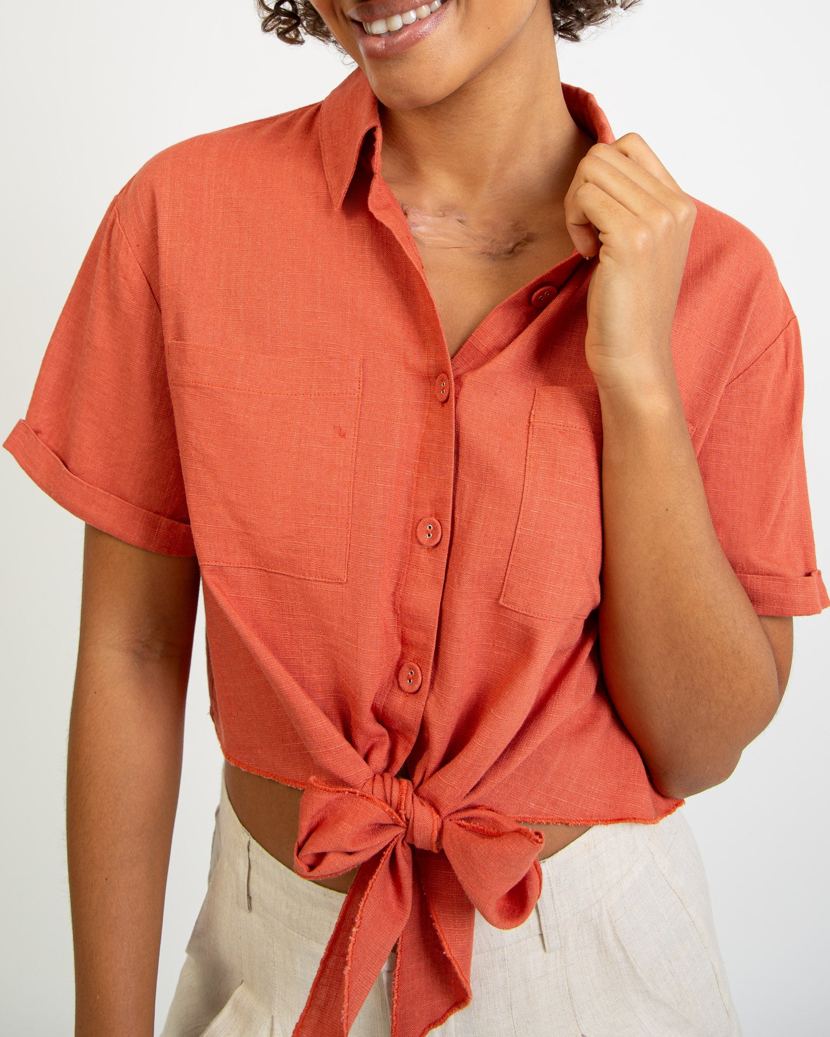 Leinen Bluse zum Knoten-Broke+Schön