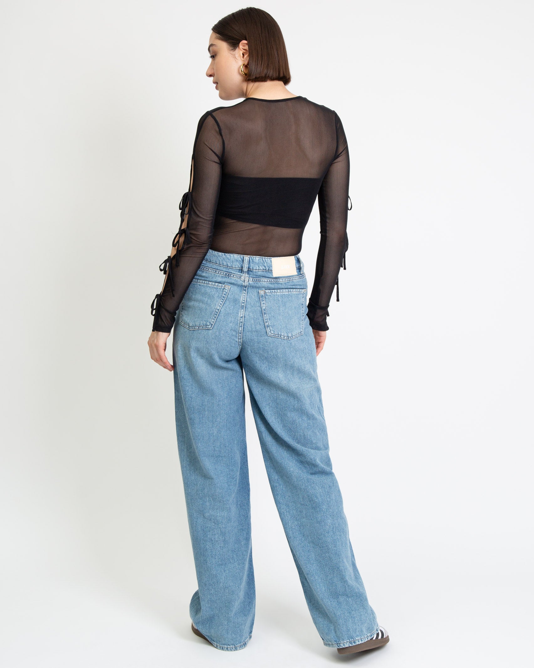 Langarm Mesh Body mit Schleifendetails-Broke+Schön