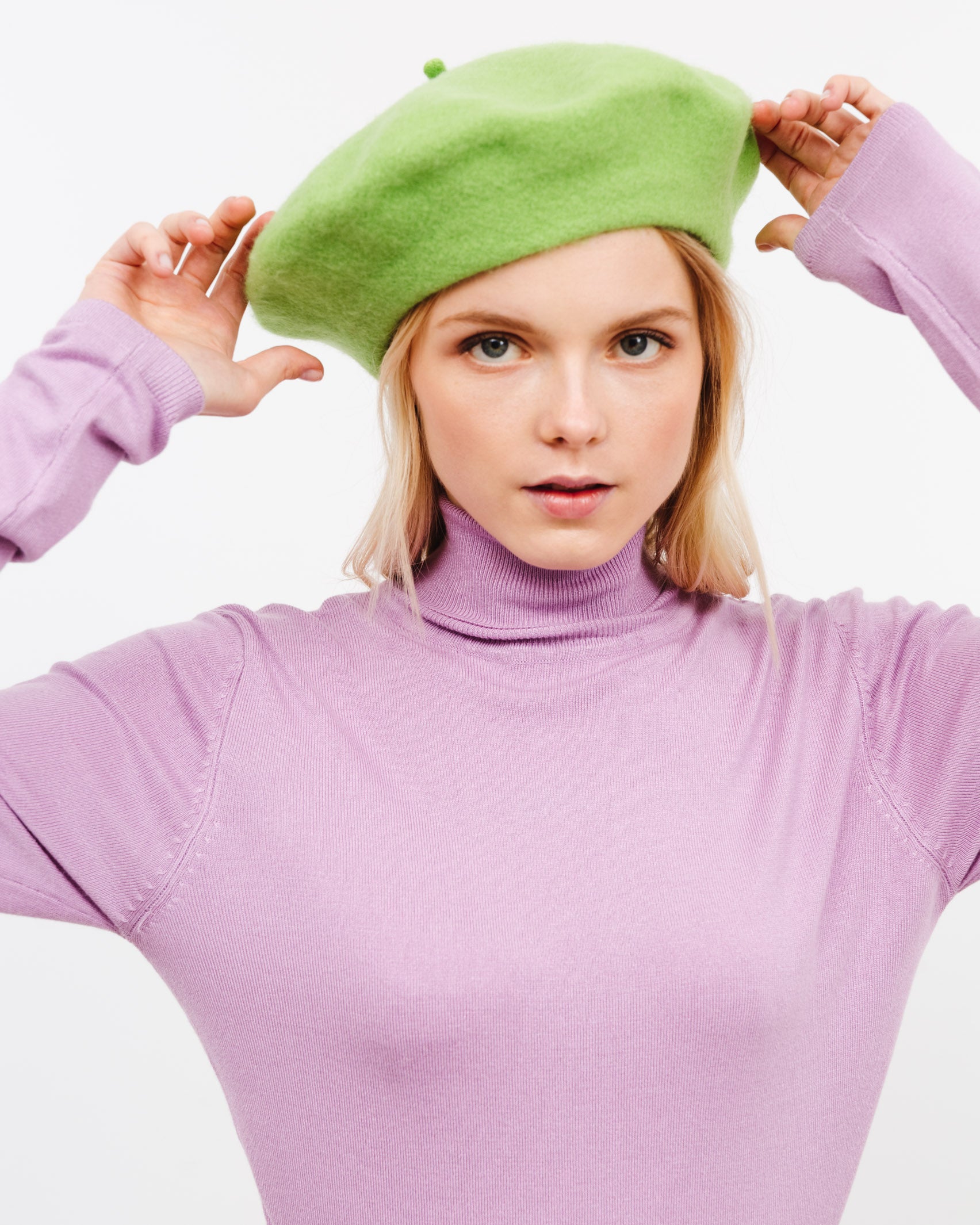 Baskenmütze in bunten Farben - Broke + Schön#farbe_light-green