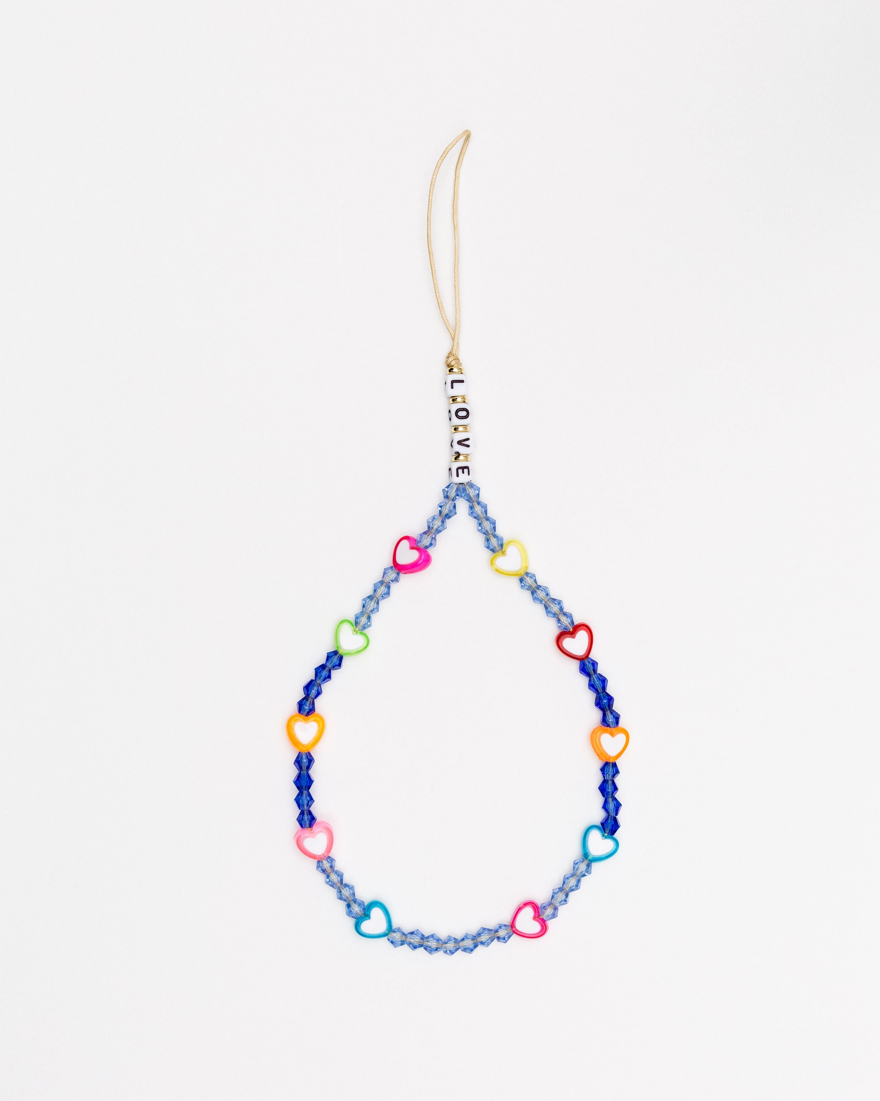 Handykette mit Herzen und LOVE Buchstaben - Broke + Schön#farbe_multicolor