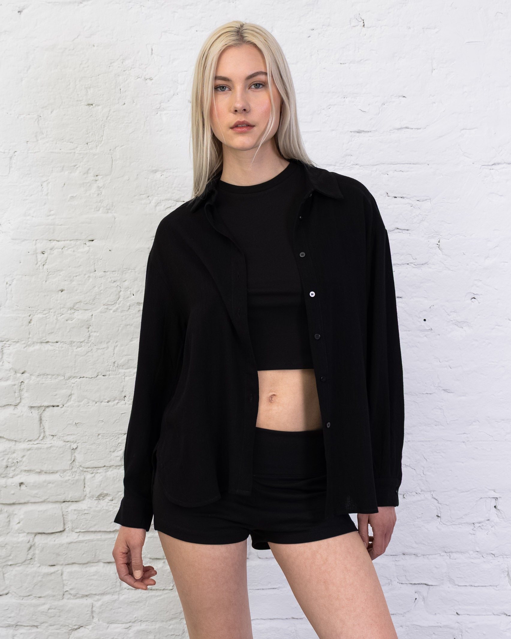 Klassische Bluse aus Leinen-Mix