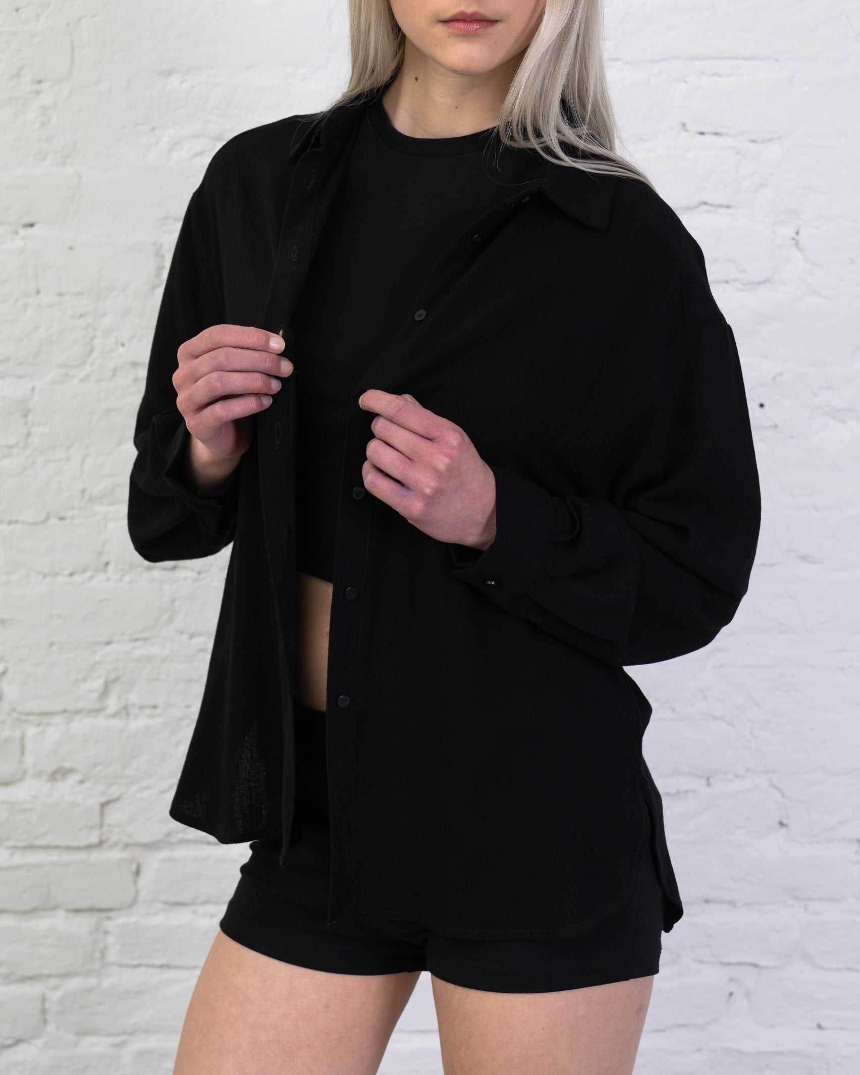 Klassische Bluse aus Leinen-Mix