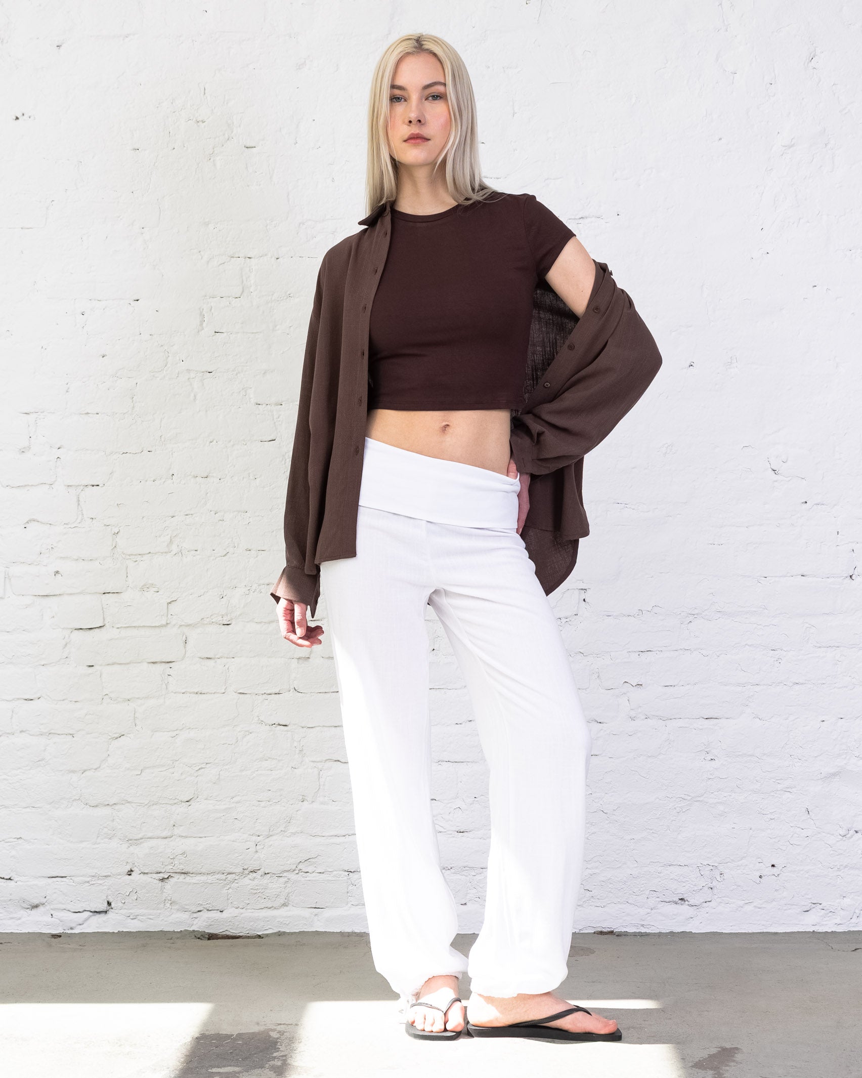 Klassische Bluse aus Leinen-Mix
