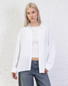 Klassische Bluse aus Leinen-Mix