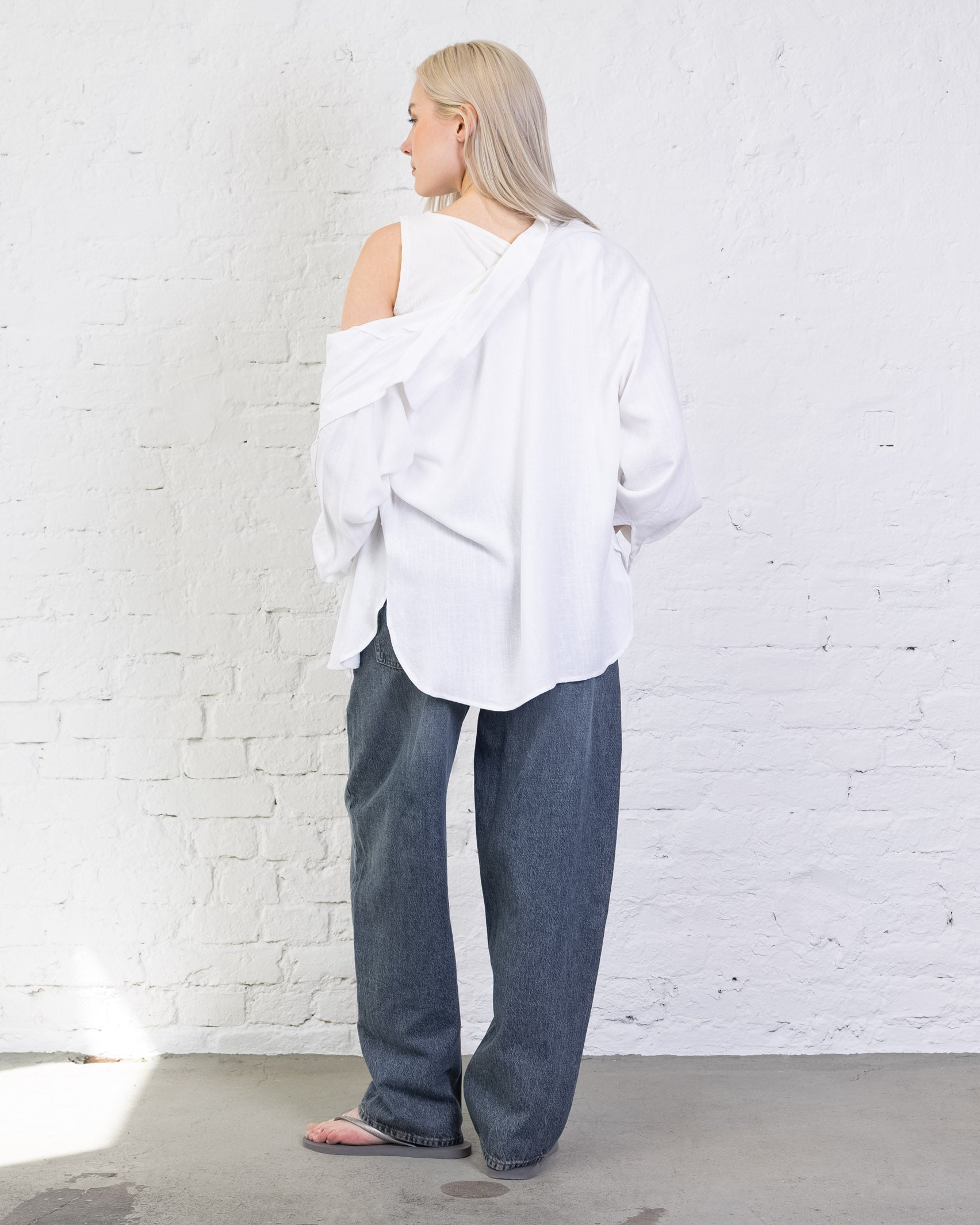 Klassische Bluse aus Leinen-Mix