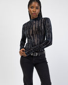 Body mit Schlangenprint aus Samt