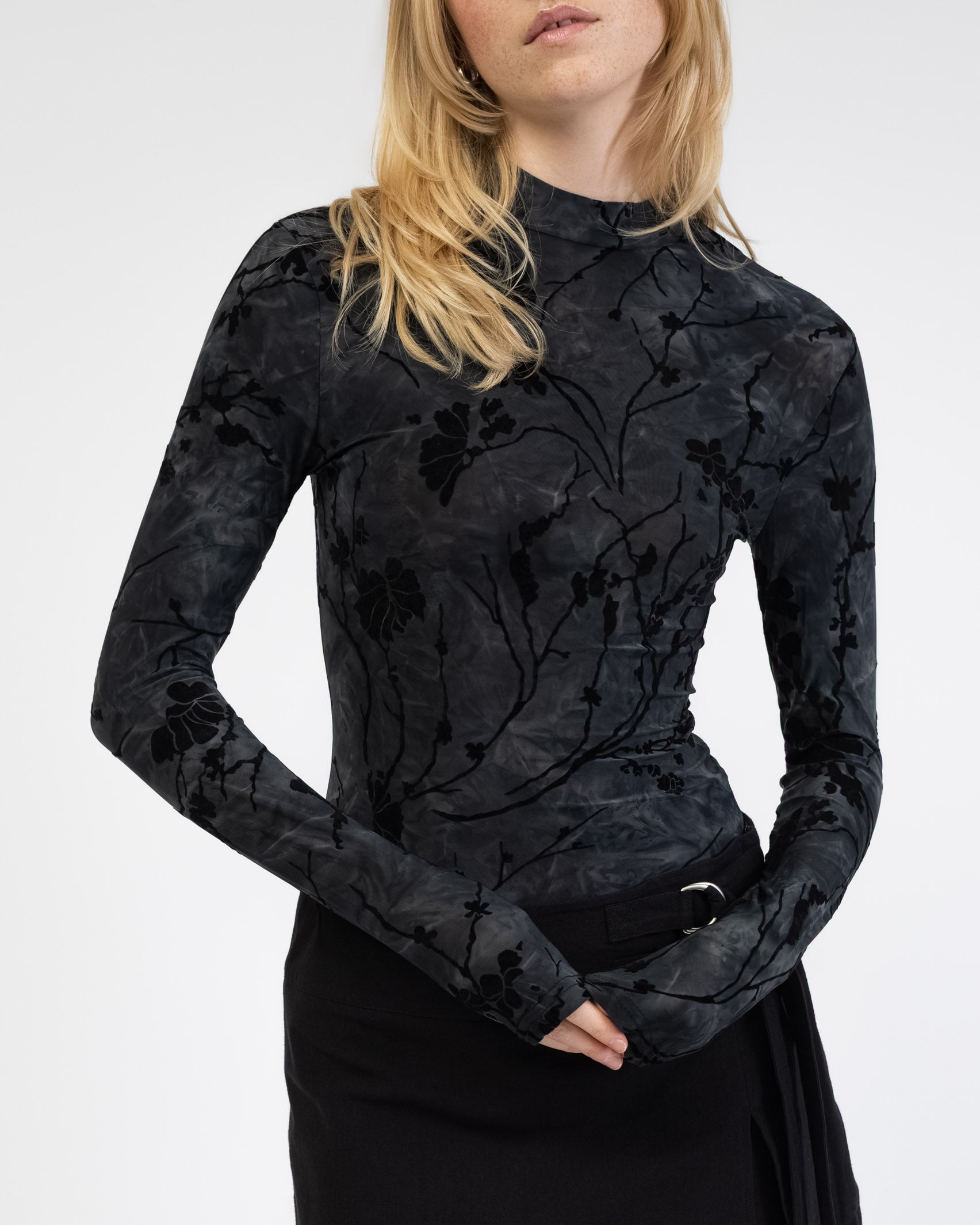 Langarmbody mit floralem Print