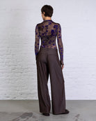 Mesh Body mit samtigem Blumenprint