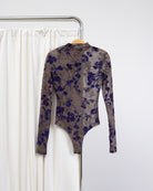 Mesh Body mit samtigem Blumenprint
