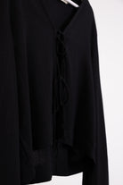 Bluse mit Bindebändern aus Leinen-Mix