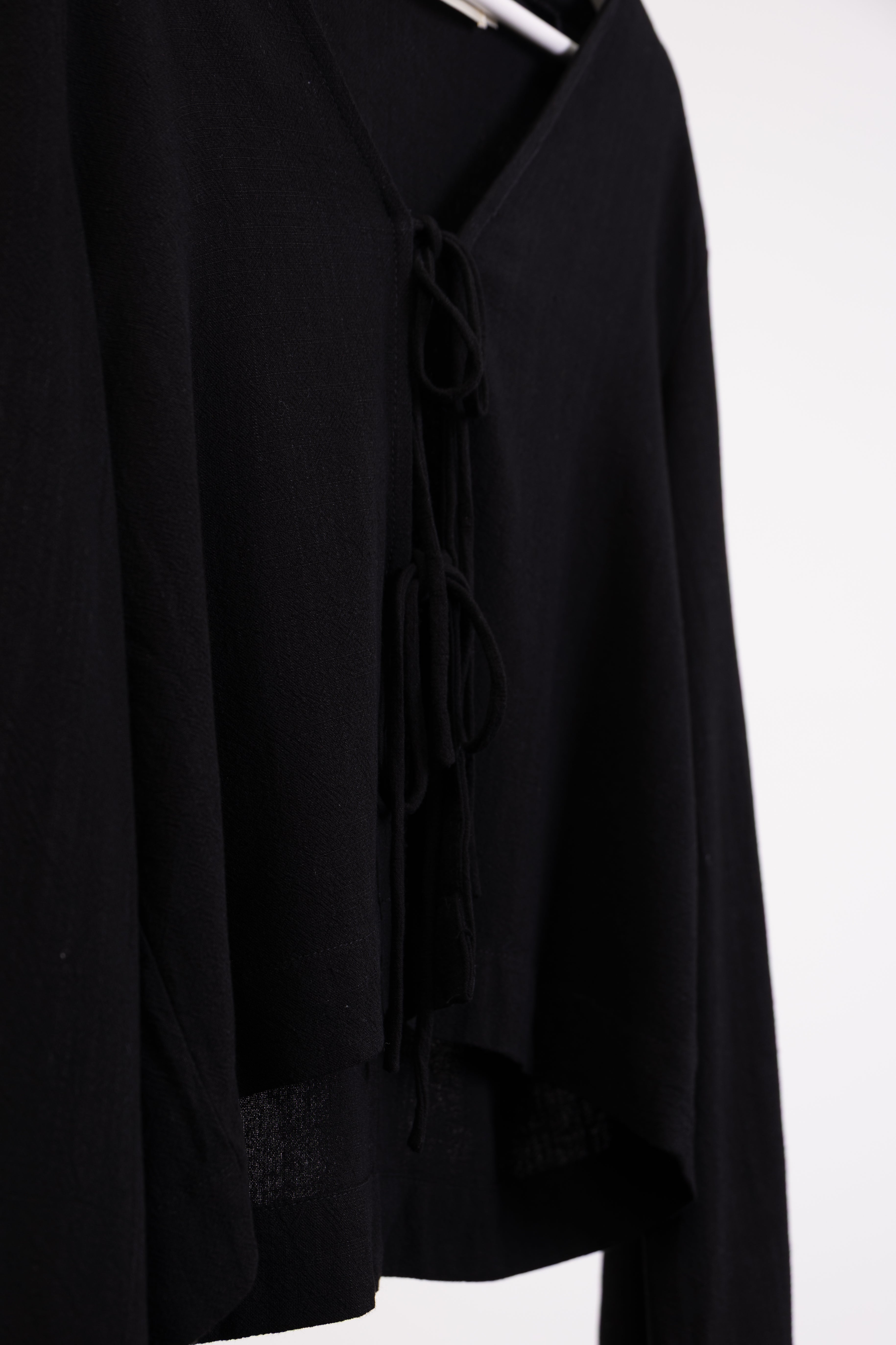 Bluse mit Bindebändern aus Leinen-Mix