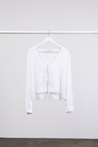 Bluse mit Bindebändern aus Leinen-Mix