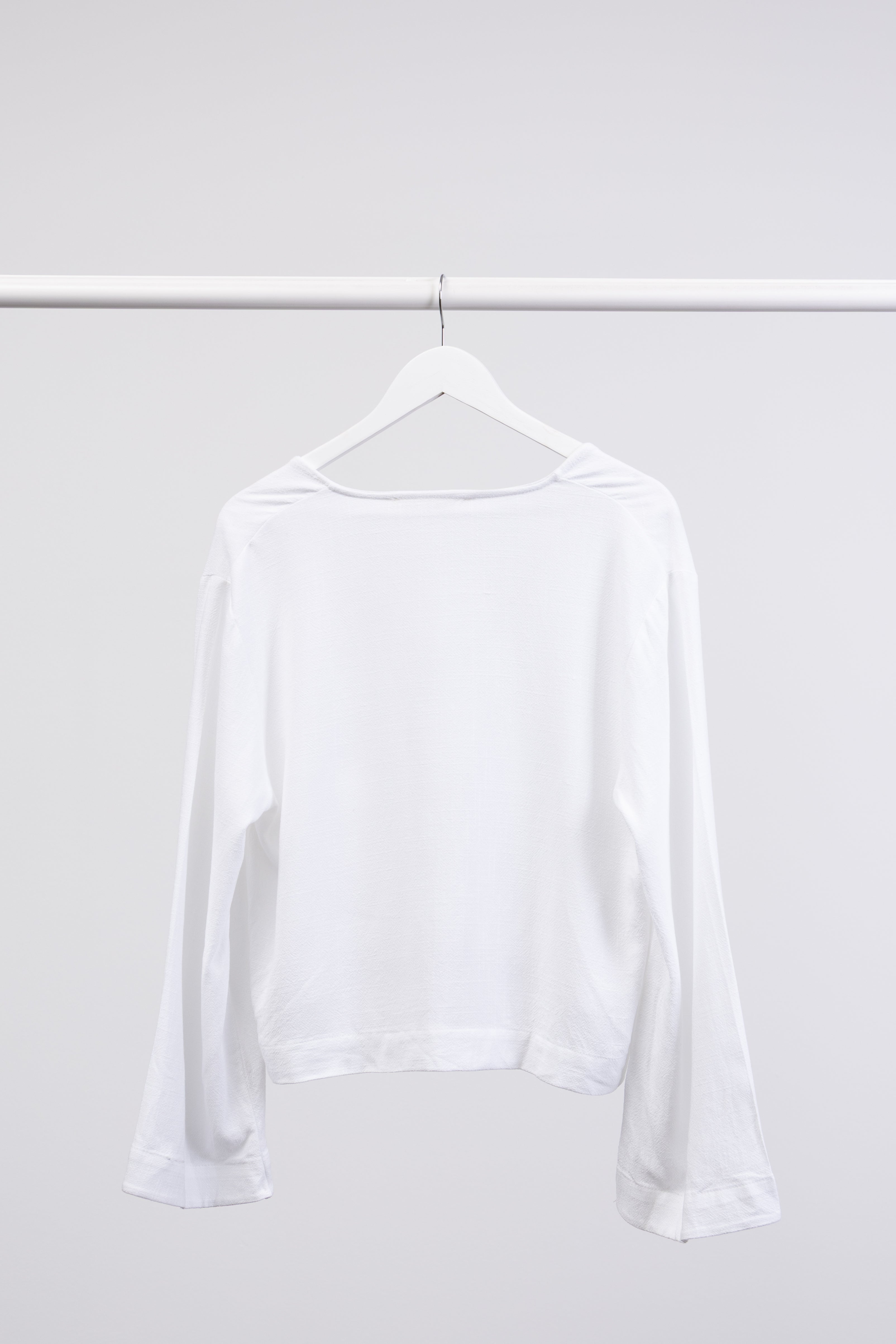 Bluse mit Bindebändern aus Leinen-Mix
