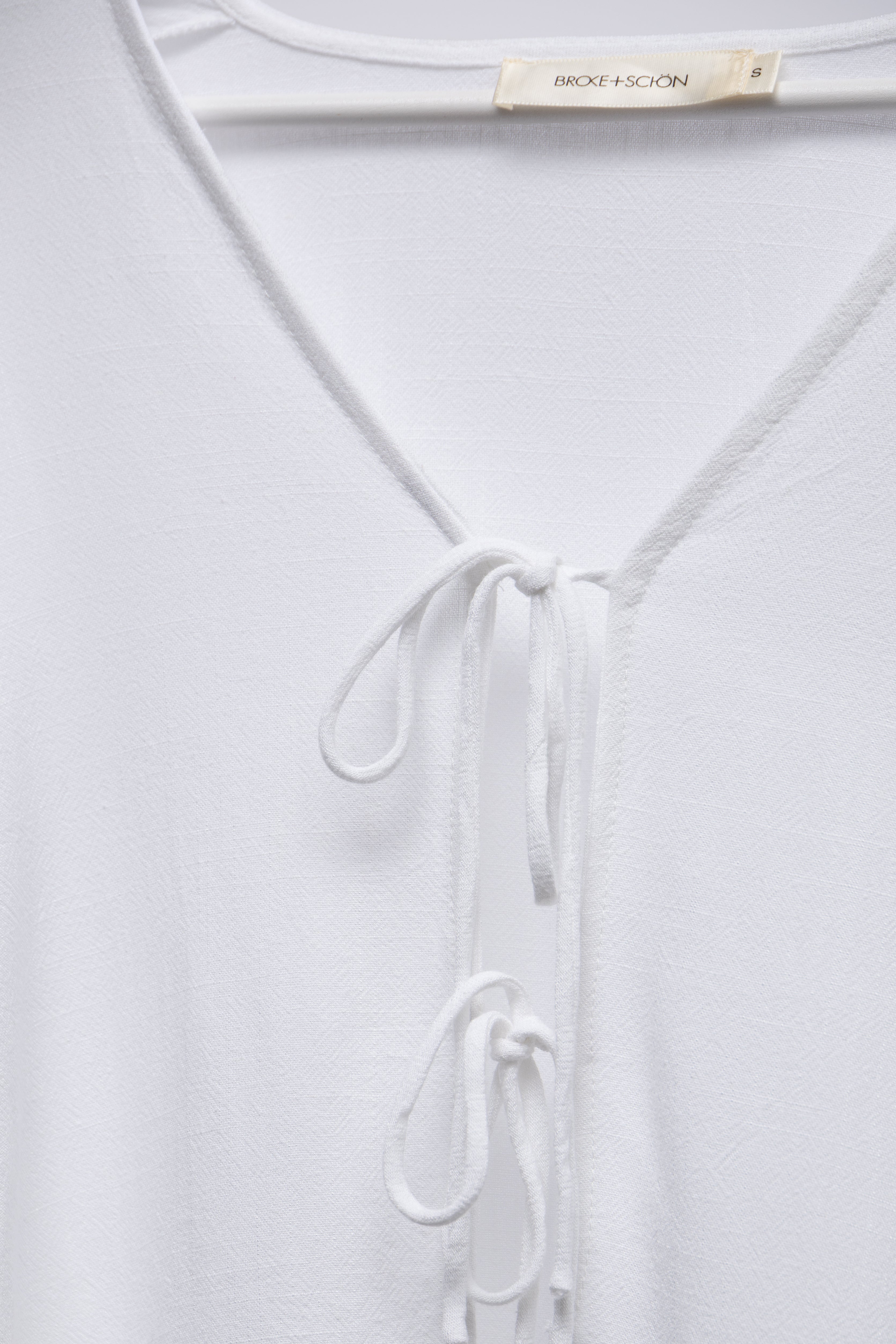 Bluse mit Bindebändern aus Leinen-Mix