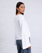 Bluse mit Bindebändern aus Leinen-Mix