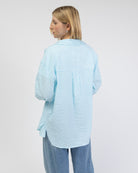 Türkise Oversize Bluse mit Streifen