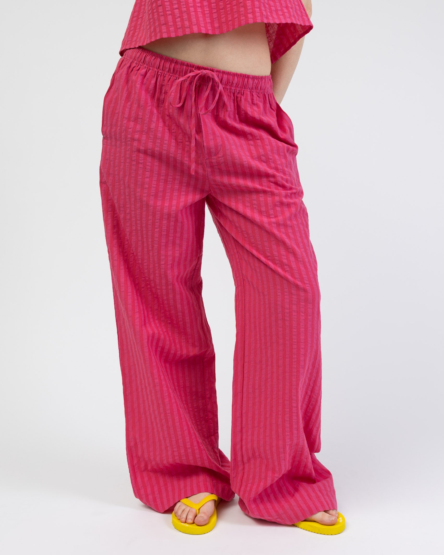 Pink Rot gestreifte Hose