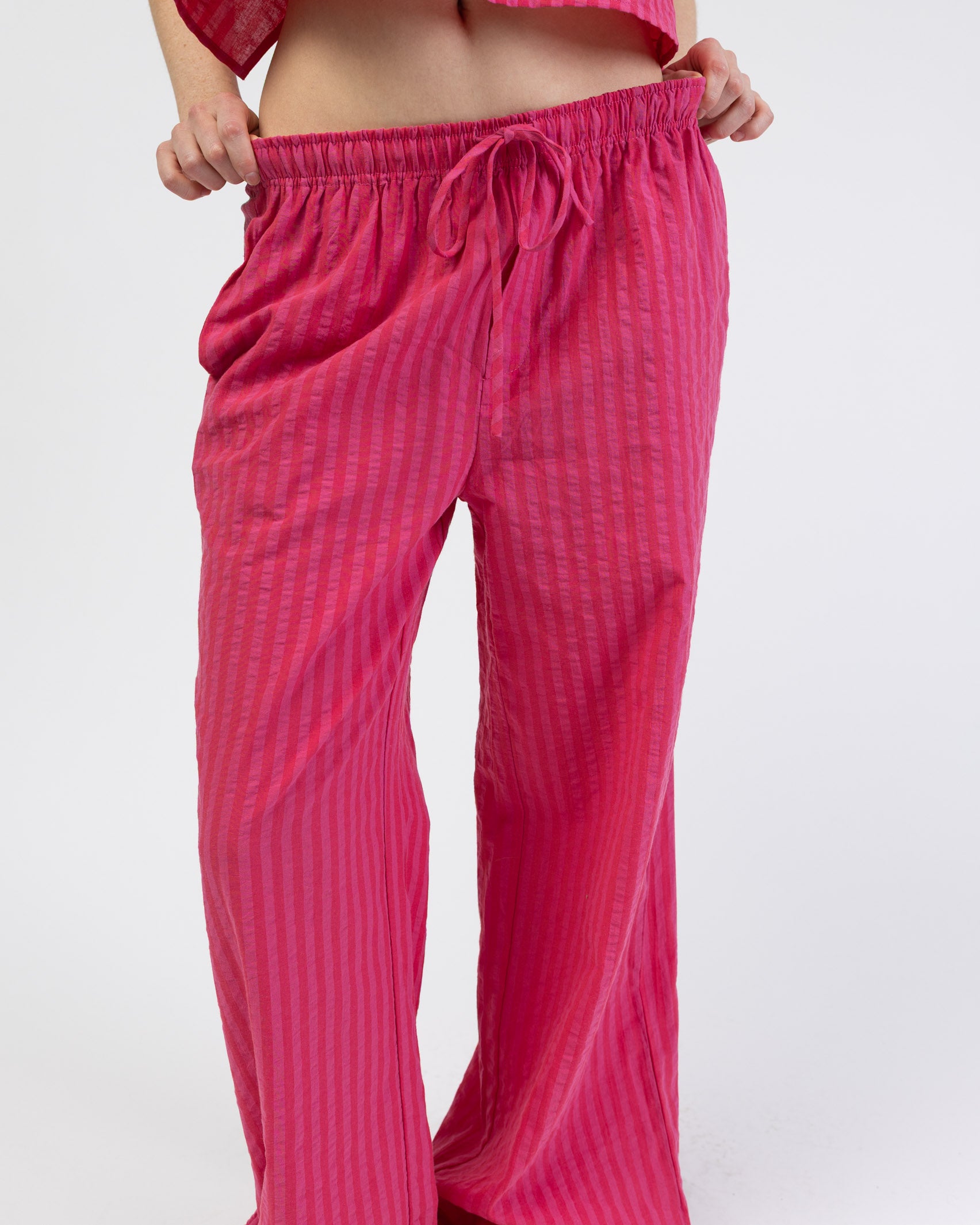 Pink Rot gestreifte Hose