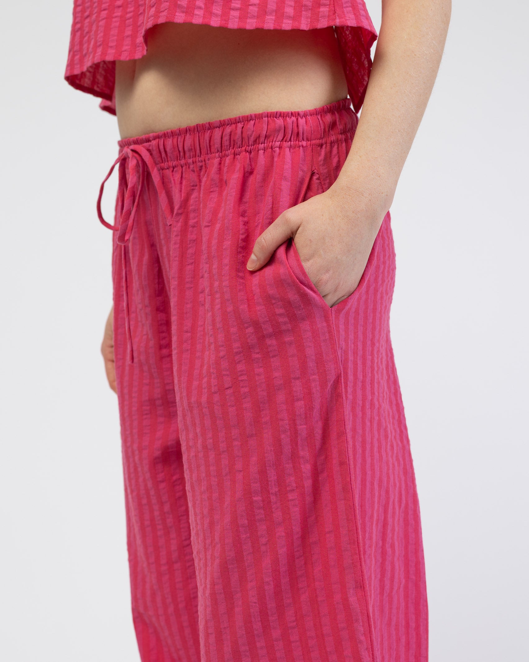 Pink Rot gestreifte Hose