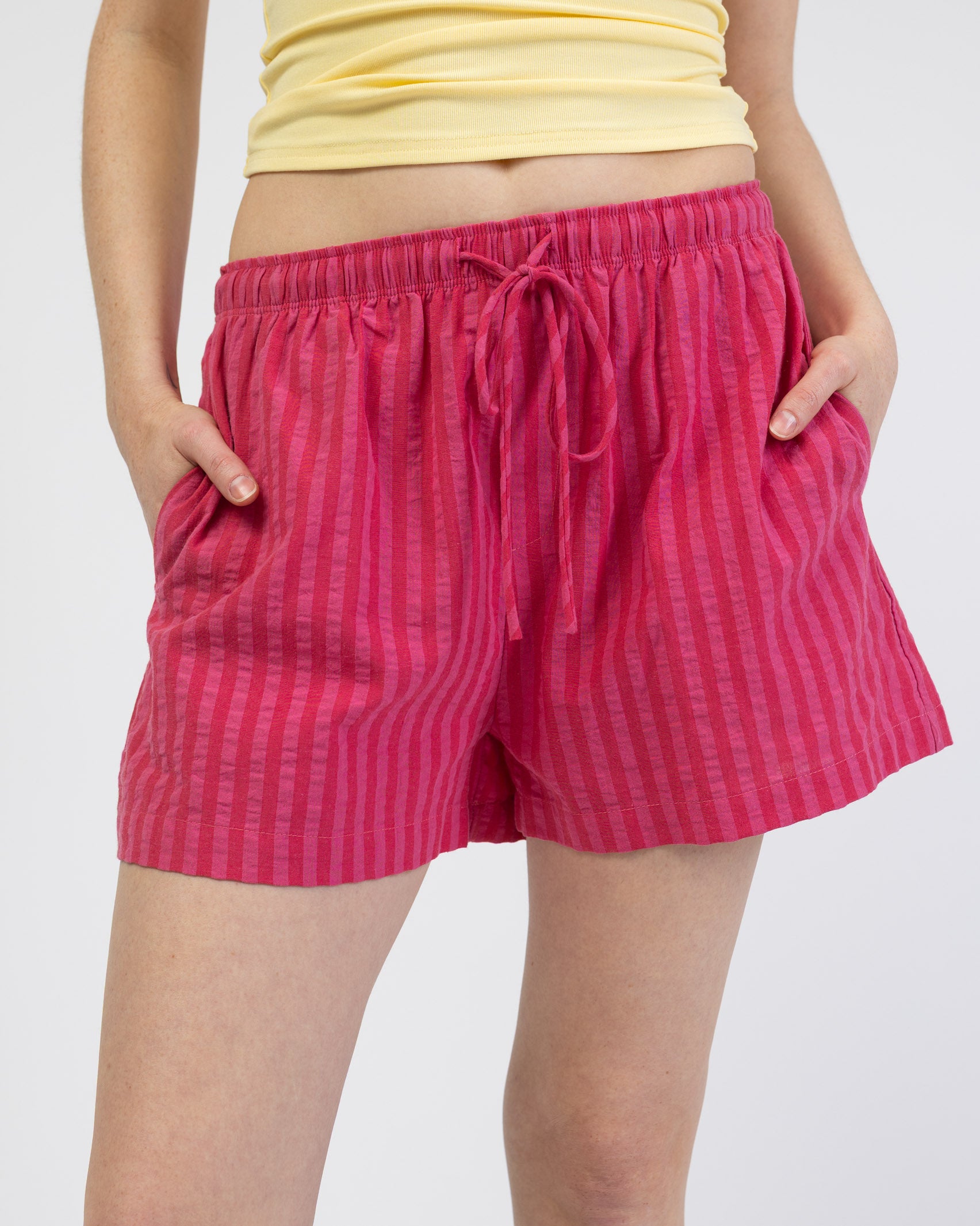 Pink Rot gestreifte Shorts