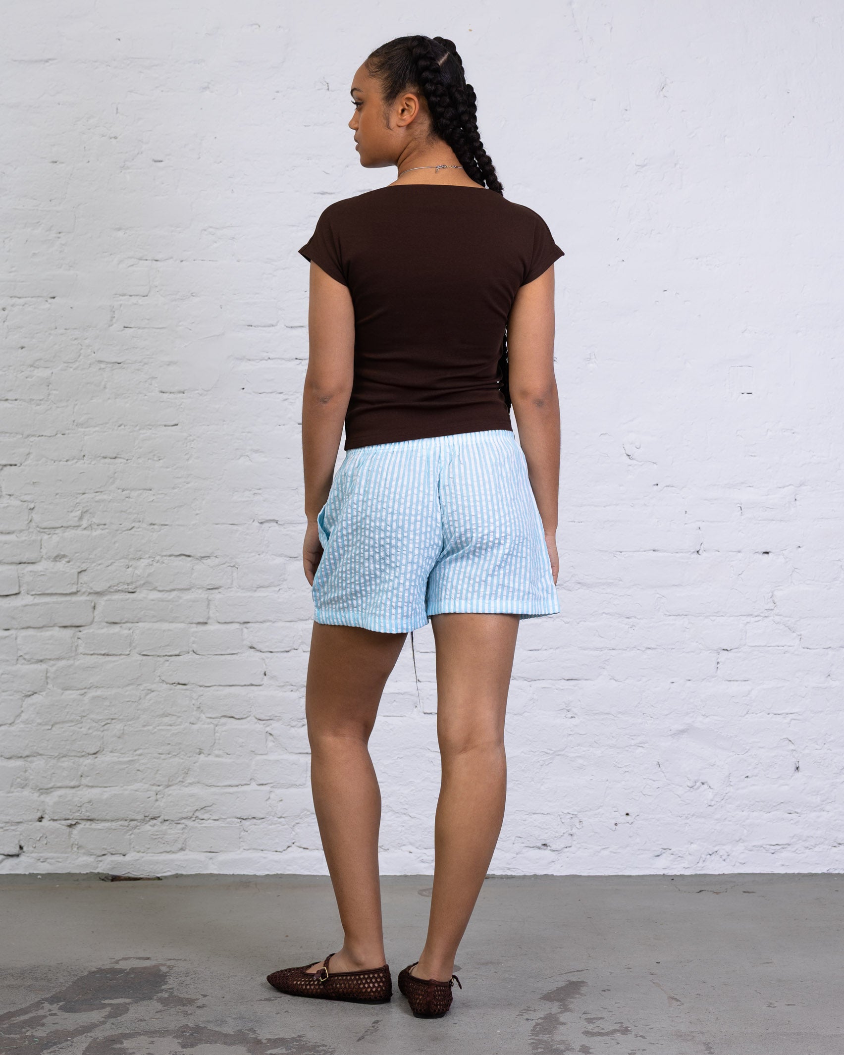 Lockere, gestreifte Shorts