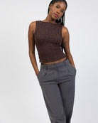 Top mit U-Boot Ausschnitt aus Spitze