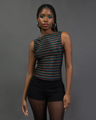 Top mit bunt glitzernden Streifen