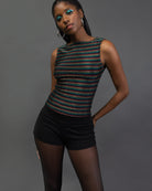 Top mit bunt glitzernden Streifen