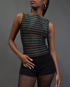 Top mit bunt glitzernden Streifen