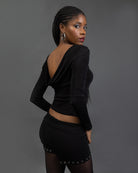 Langarmshirt mit tiefem Rückenausschnitt