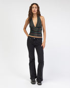 Neckholdertop mit glitzernden Streifen