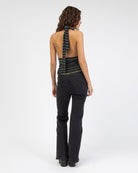 Neckholdertop mit glitzernden Streifen