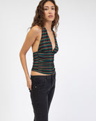 Neckholdertop mit glitzernden Streifen