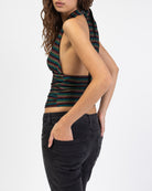 Neckholdertop mit glitzernden Streifen