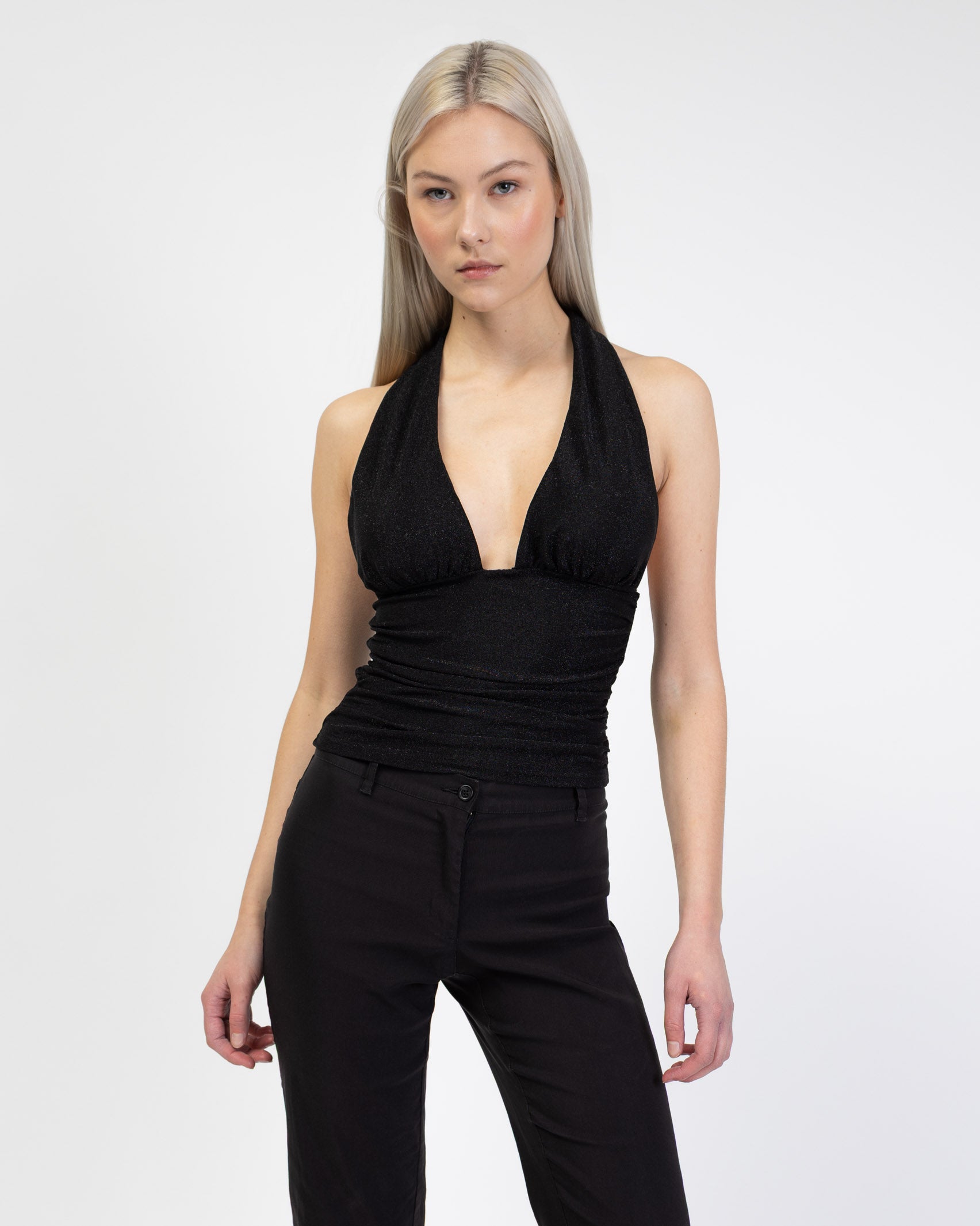 Neckholdertop mit Glitzer