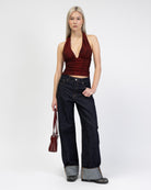 Neckholdertop mit Glitzer