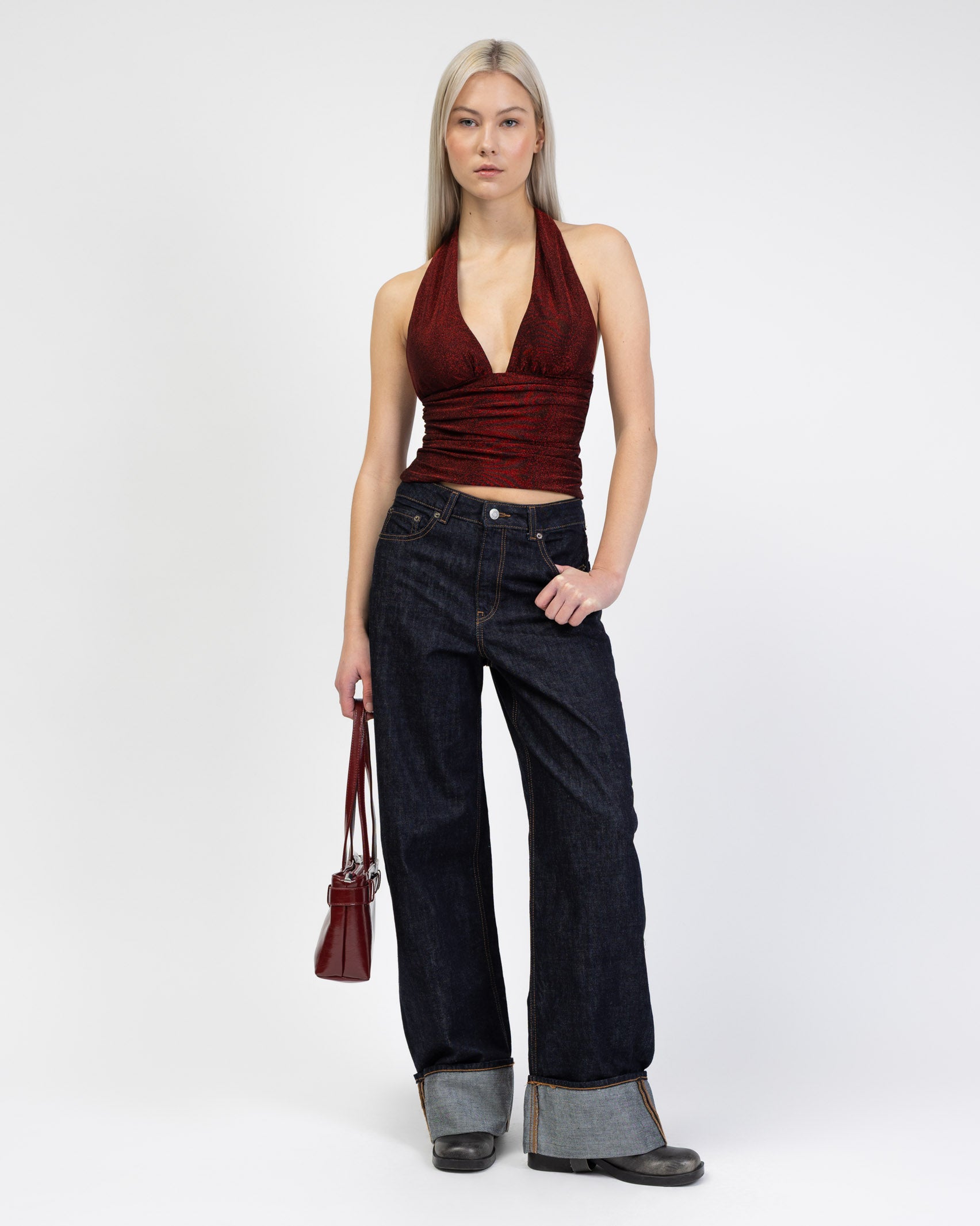 Neckholdertop mit Glitzer