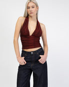 Neckholdertop mit Glitzer