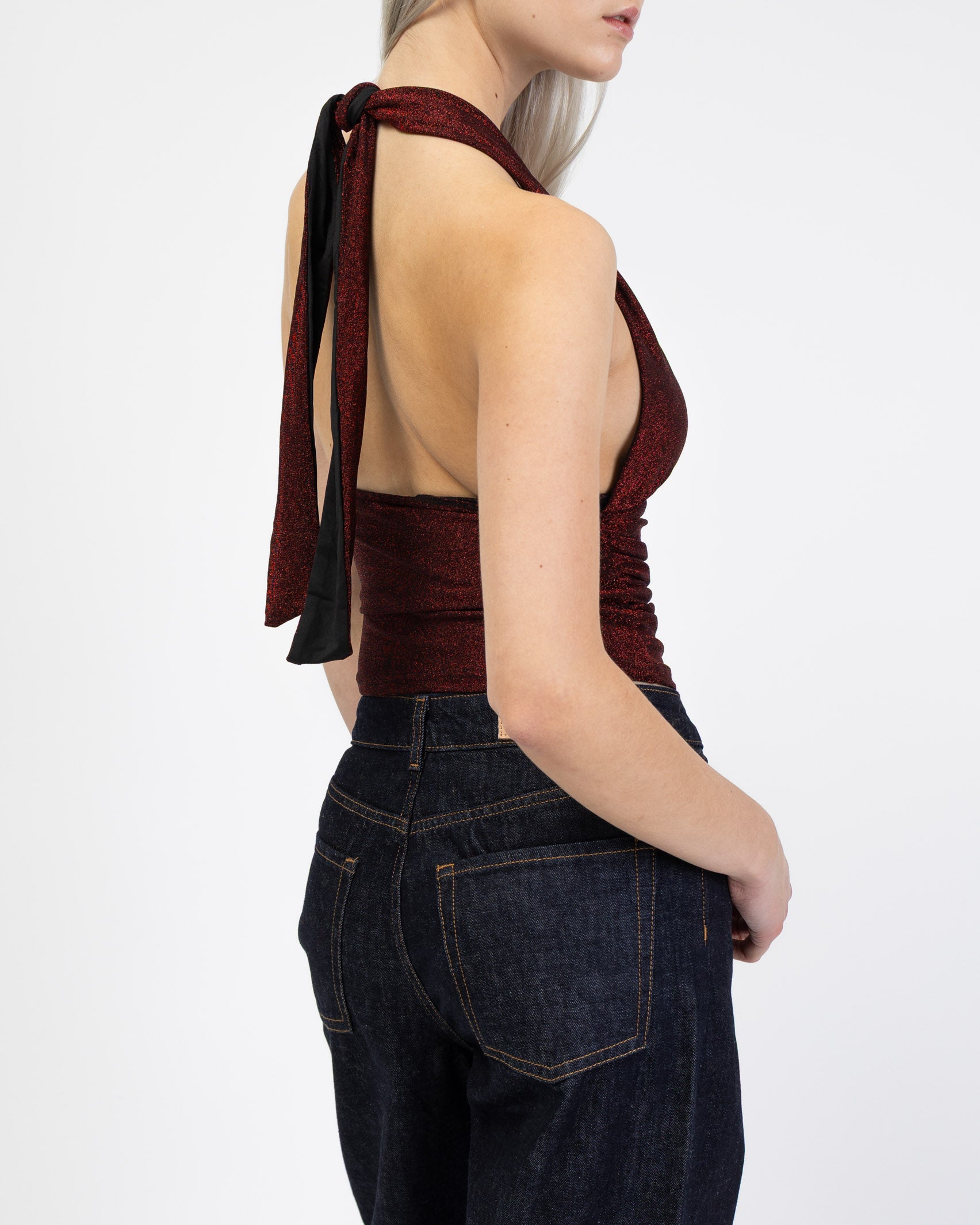 Neckholdertop mit Glitzer