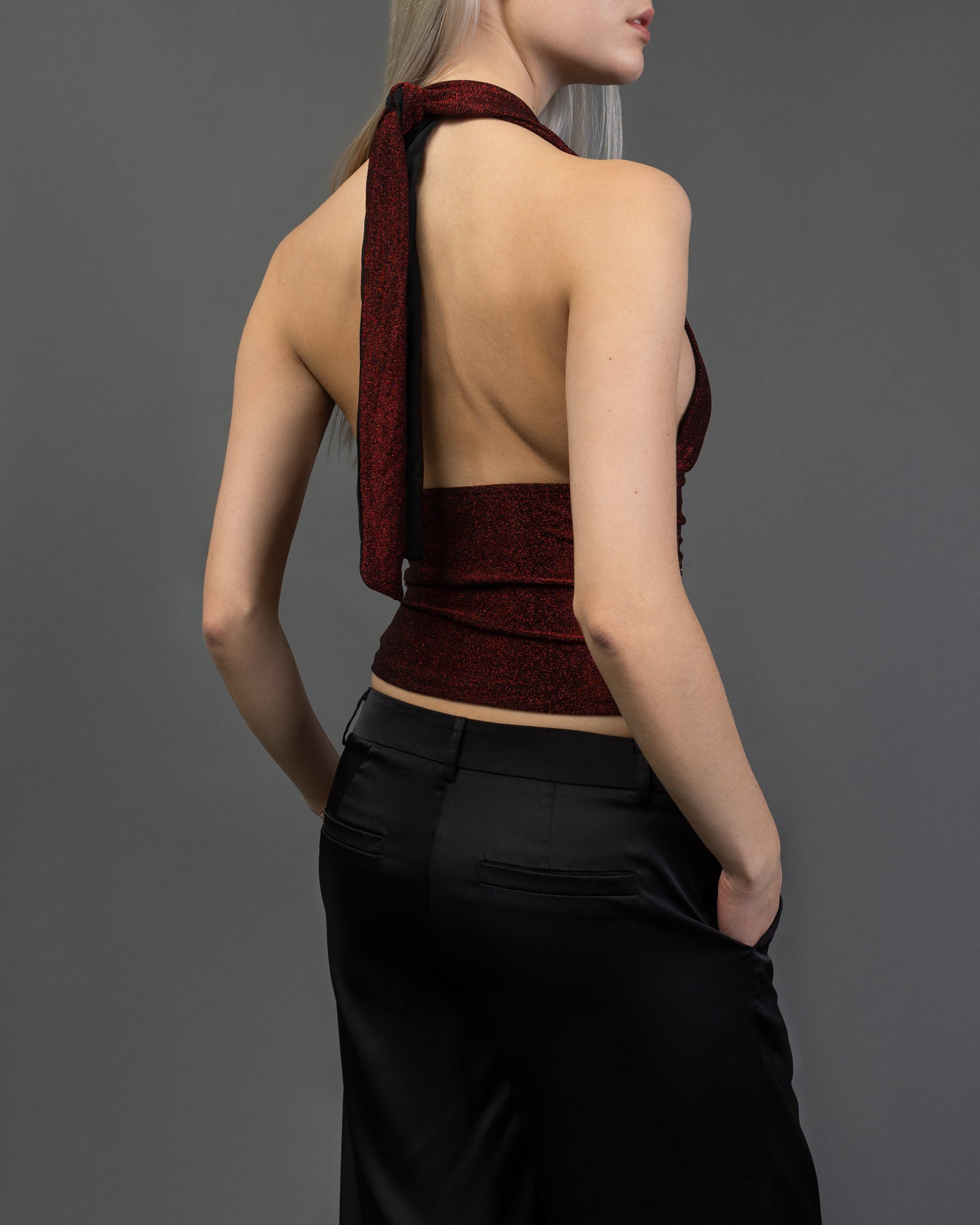 Neckholdertop mit Glitzer