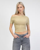 Offshoulder Shirt mit Glitzer