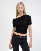 Offshoulder Shirt mit Glitzer