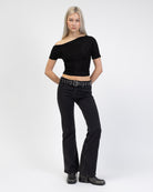 Offshoulder Shirt mit Glitzer