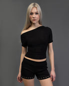 Offshoulder Shirt mit Glitzer