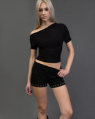 Offshoulder Shirt mit Glitzer