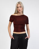 Offshoulder Shirt mit Glitzer