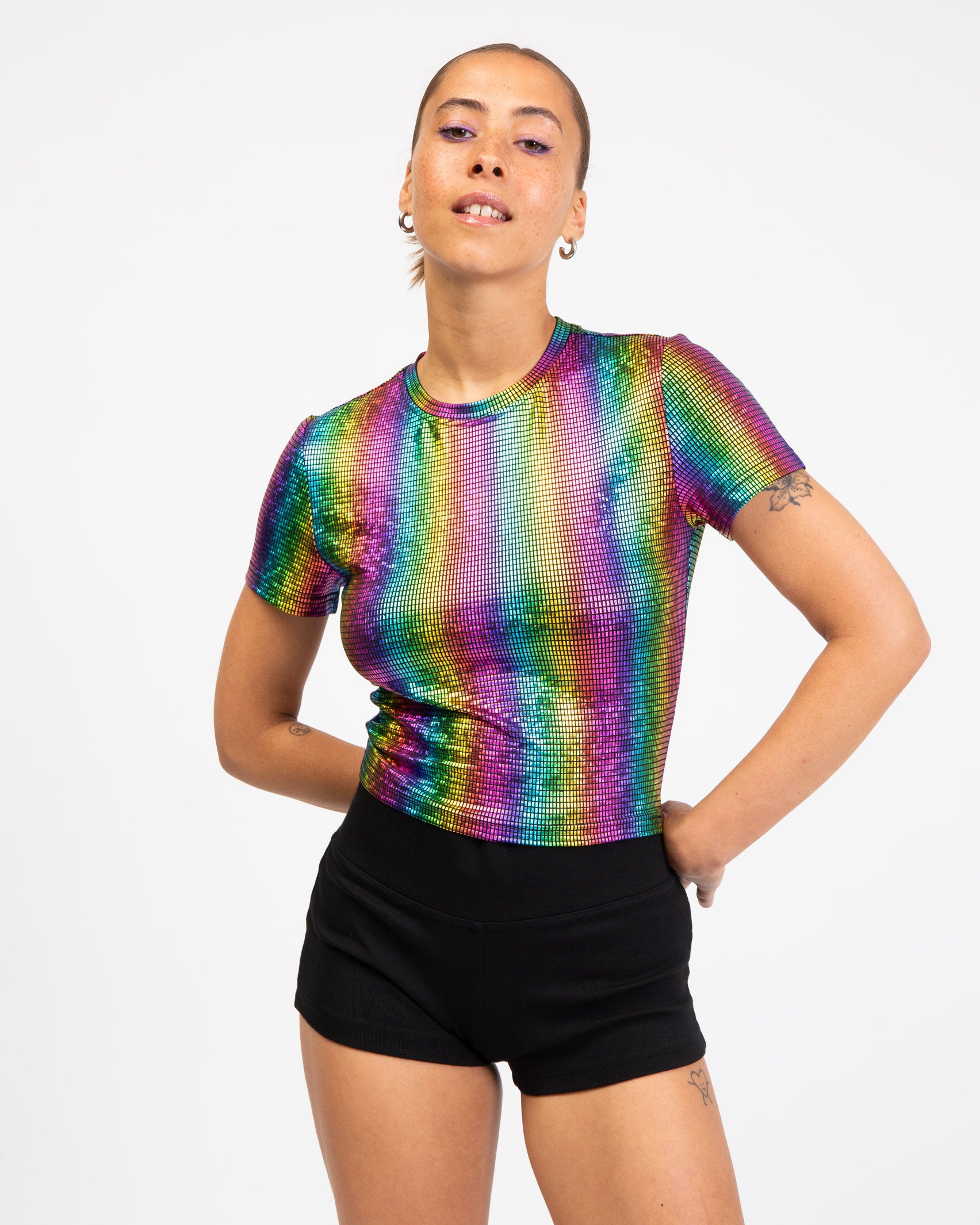 Buntes holografisches T-Shirt