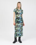 Mesh Maxikleid mit Print